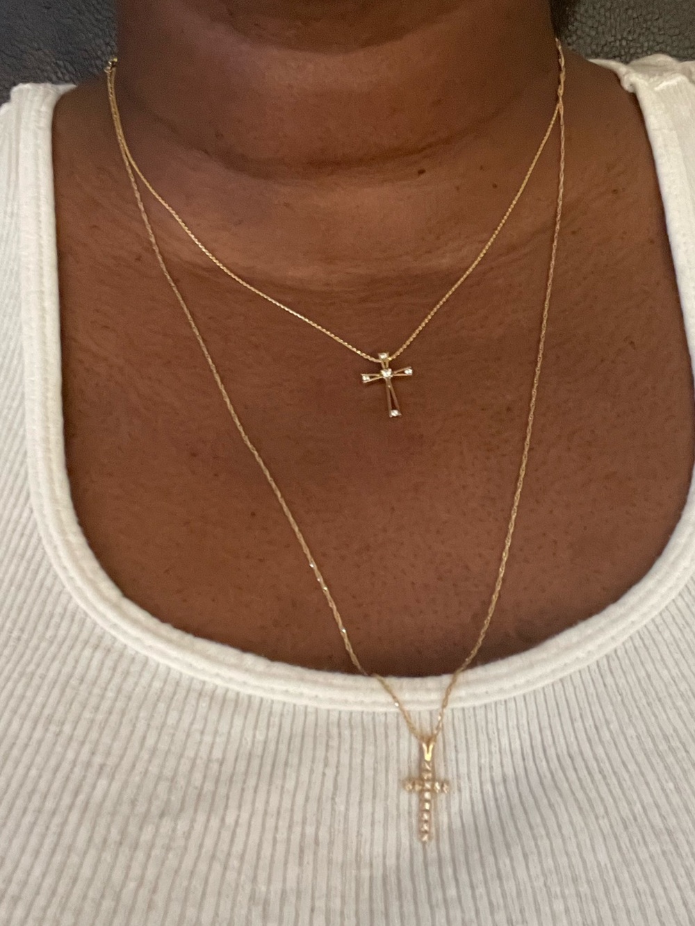 Real! 14kt Gold Diamonds Cross Very Long Necklace - Picture 5 of 15